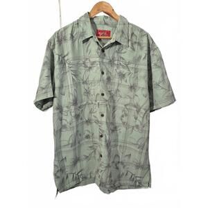 Woody’s Retro Lounge Mens Short Sleeve Button Front Shirt Mint Green Green Gray